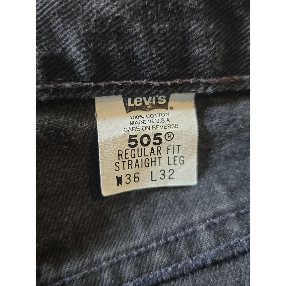 Levis 505 Vintage Jeans Men's 36x32 Black Regular Fit Straight Made in USA Y2K